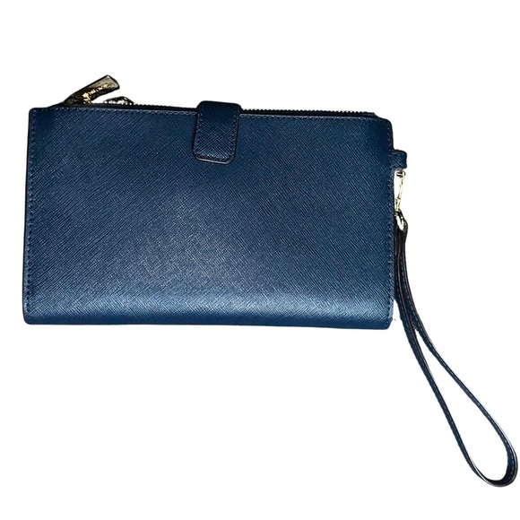 Michael Kors Jet Set Wristlet Wallet Saffiano Leather Navy Blue Minimalist Y2K - Picture 3 of 5